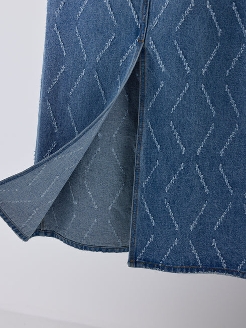【 予約:2月上旬 】LASER CUT DENIM SK /Y261-22002